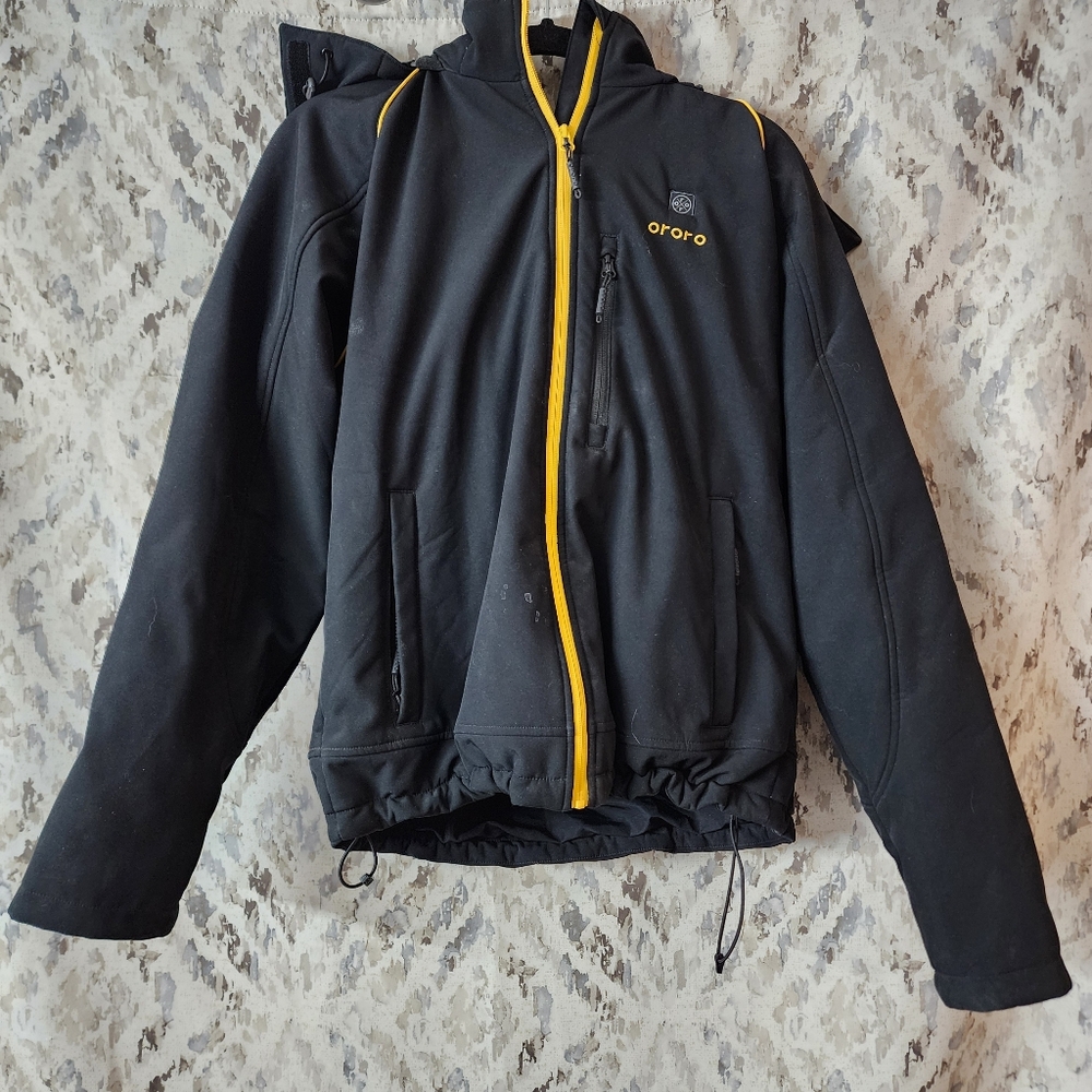 Ororo Heated Apparel Jacket Hoodie Mens Sz M Black with Battery & Charger Tested